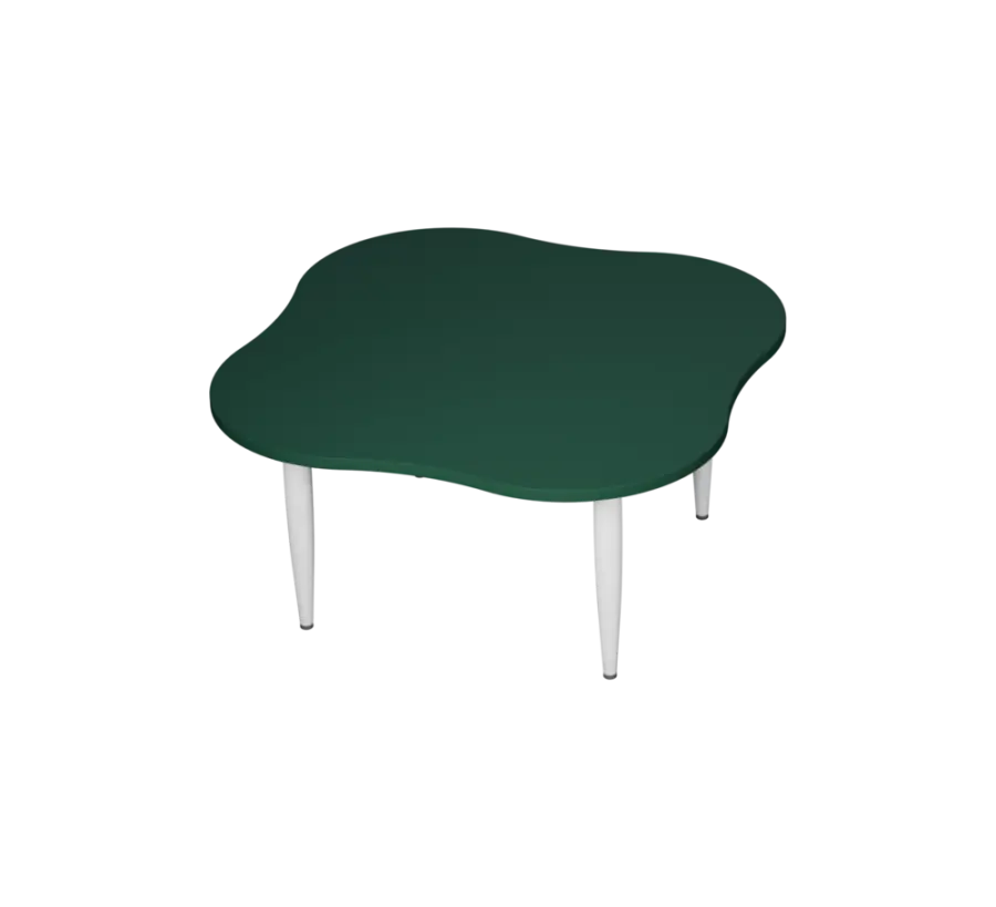 PLAYFORM 25 modulární hravé stoly, výška 520 mm, kovová podnož bílá, deska 25 mm, zelený onyx